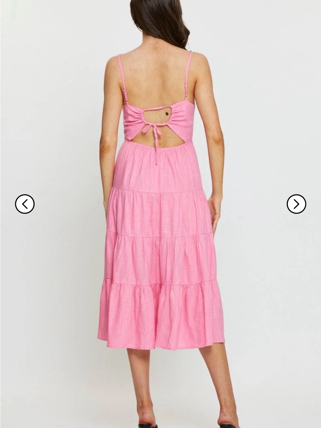 Nwt Pink Tiered Midi Sundress With Open Eyelet Tie Back- Size S — image 4 of 8